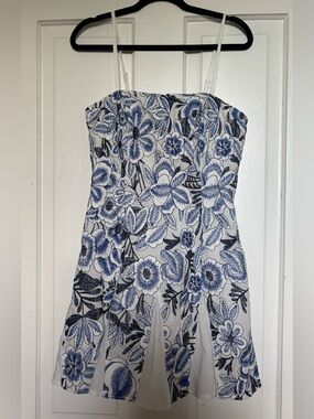 Adelyn Rae White Sundress with Blue Floral Accents